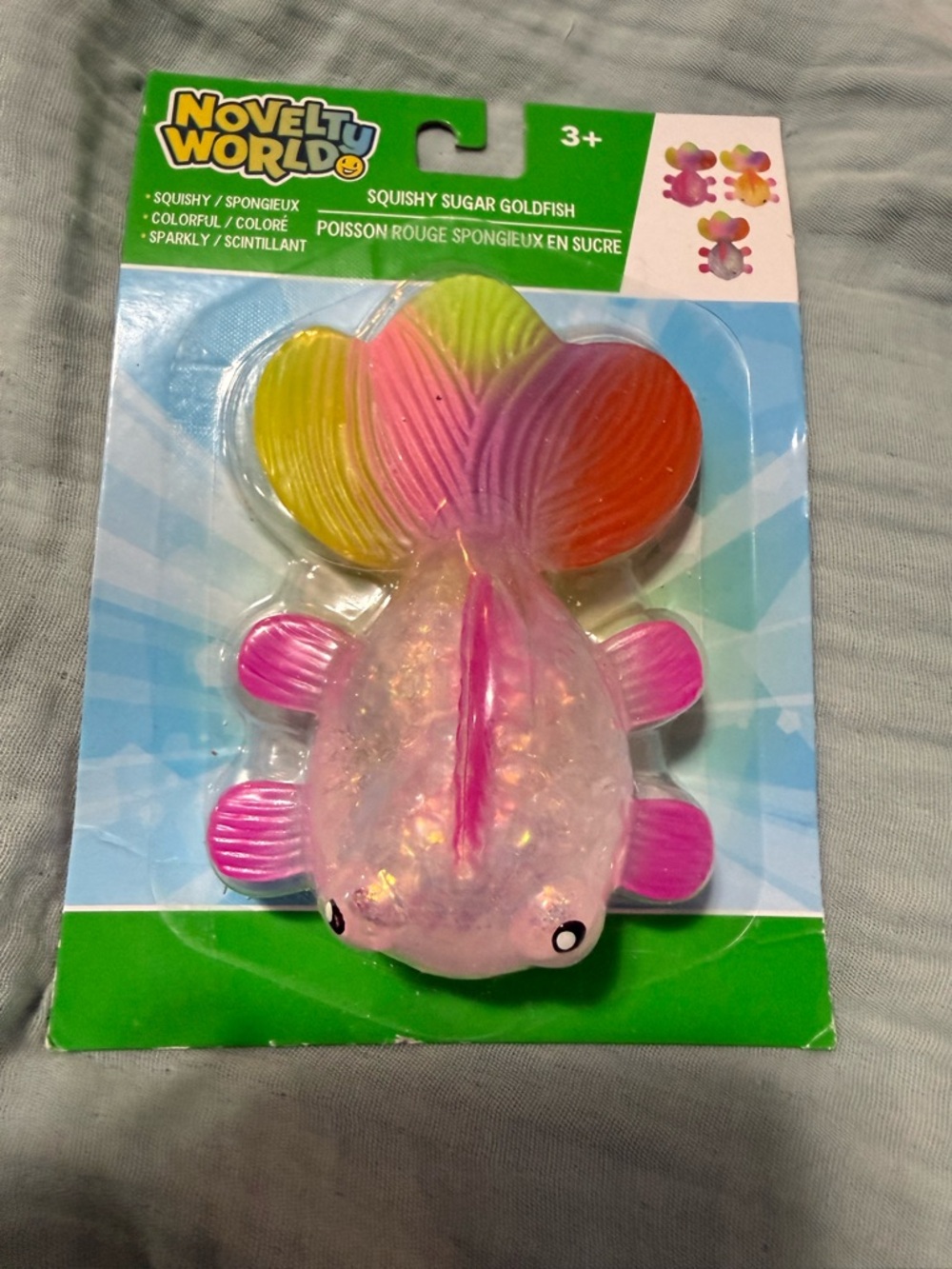 Novelty World Squishy Sugar Goldfish - Iridescent Pink + Rainbow Tail